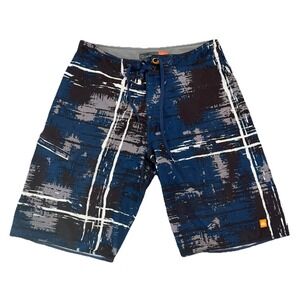 Vintage Quiksilver Blue Abstract Board Shorts Size 30 - Surf Swim Trunks